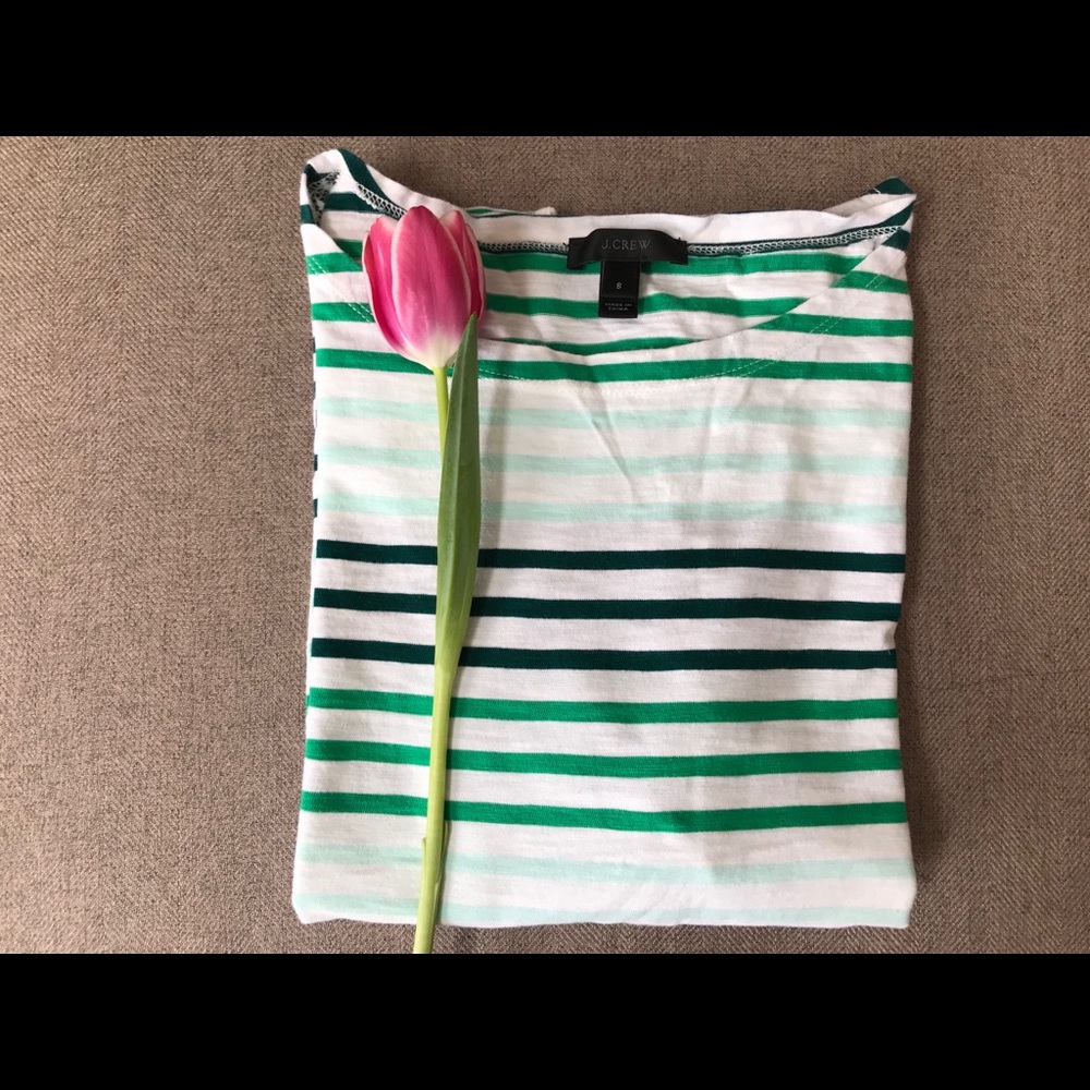 J. Crew 3/4 Sleeve cotton striped T shirt
